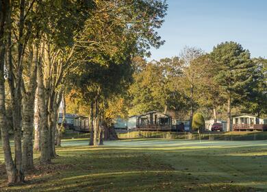 Golf course views - caravan holiday home pitches at Pearl Lake