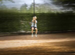 Childrens adventure paly area zip wire at Pearl Lake photo