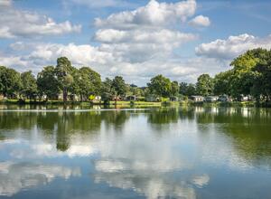 Lake edge holiday caravans and lodges at Pearl Lake photo