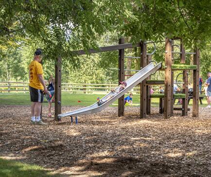 One of the children's play areas at Pearl Lake country holiday park, Herefordshire