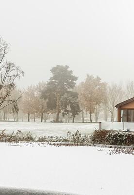 Winter at Pearl Lake Country Holiday Park, Herefordshire.