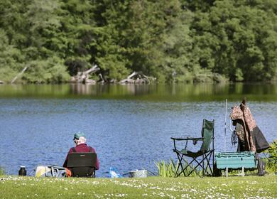 Caravan holiday park with fishing lake