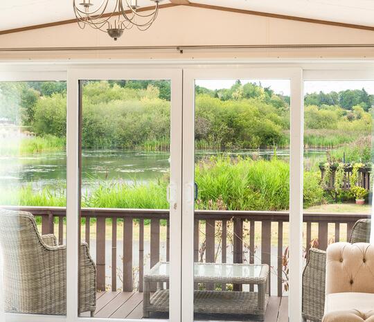 ABI Beaumont holiday home for sale at Pearl Lake Country Holiday Park. Viw from lounge windows.