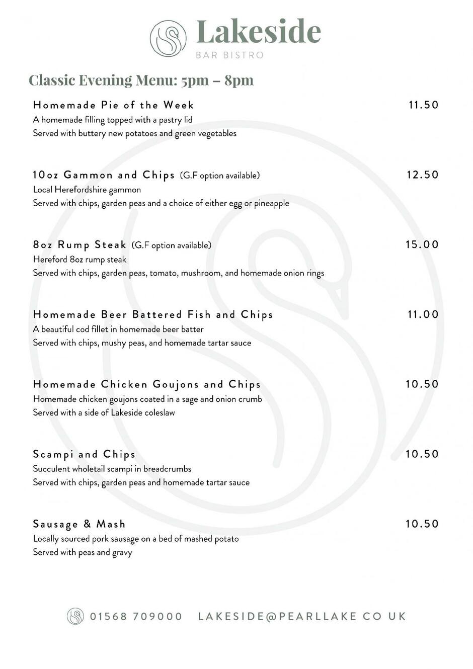 Restaurant evening menu at Lakeside Pearl Lake Restaurant evening menu at Lakeside Pearl Lake