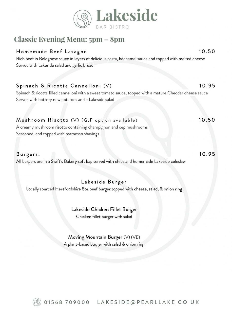 Restaurant evening menu at Lakeside Pearl Lake Restaurant evening menu at Lakeside Pearl Lake