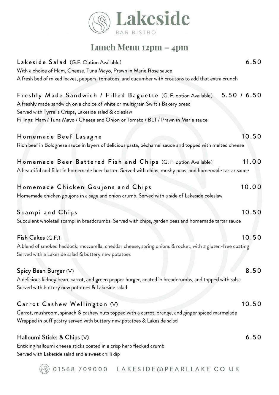 Restaurant lunch menu at Lakeside, Pearl Lake Restaurant lunch menu at Lakeside, Pearl Lake