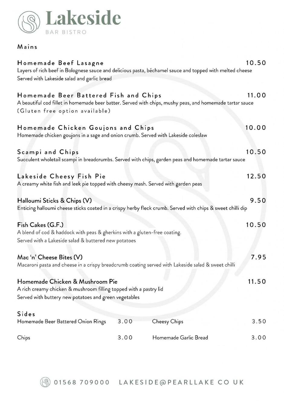Lakeside menu - from April 2021 Lakeside menu - from April 2021