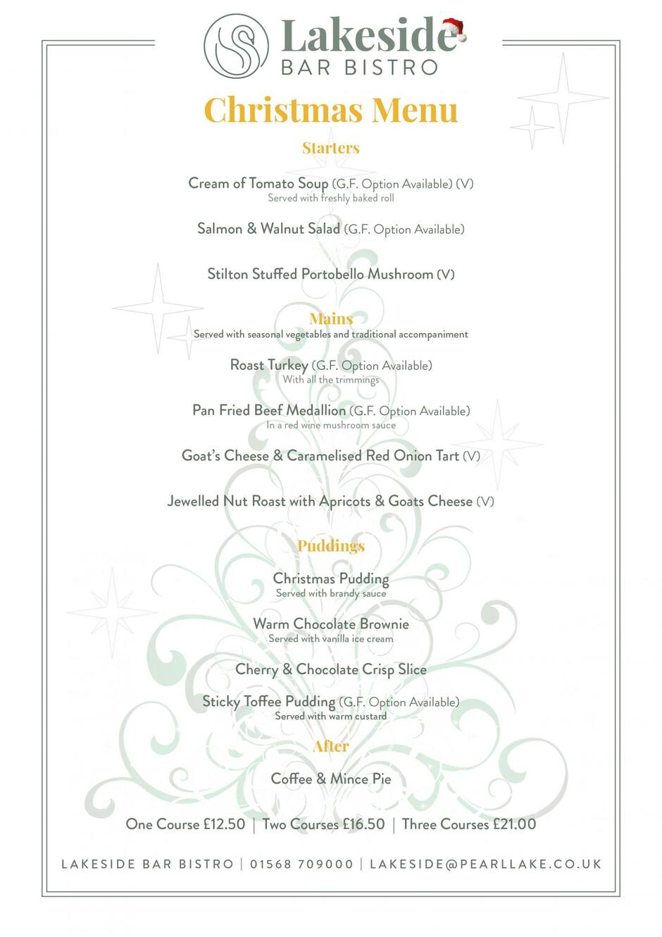 Lakeside 2021 Christmas Menu Lakeside 2021 Christmas Menu