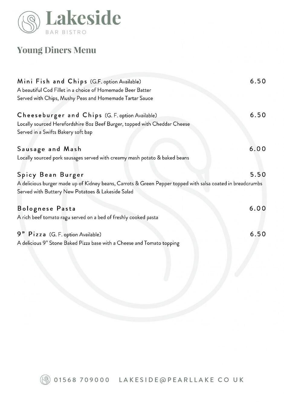 Lakeside young diners menu Lakeside young diners menu