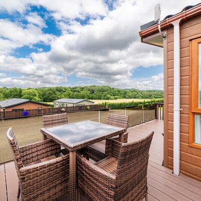 Pemberton Marlow for sale at Rockbridge Country Holiday Park, Mid Wales - view from decking photo