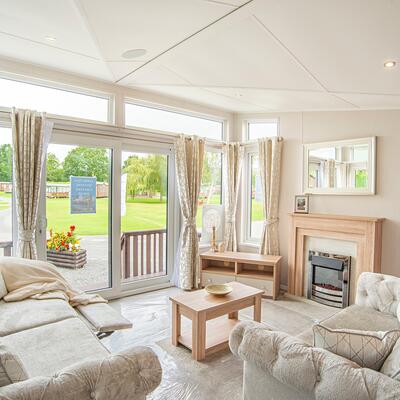 Willerby Vogue Classique holiday home for sale at Pearl Lake Country Holiday Park, Herefordshire. Lounge photo